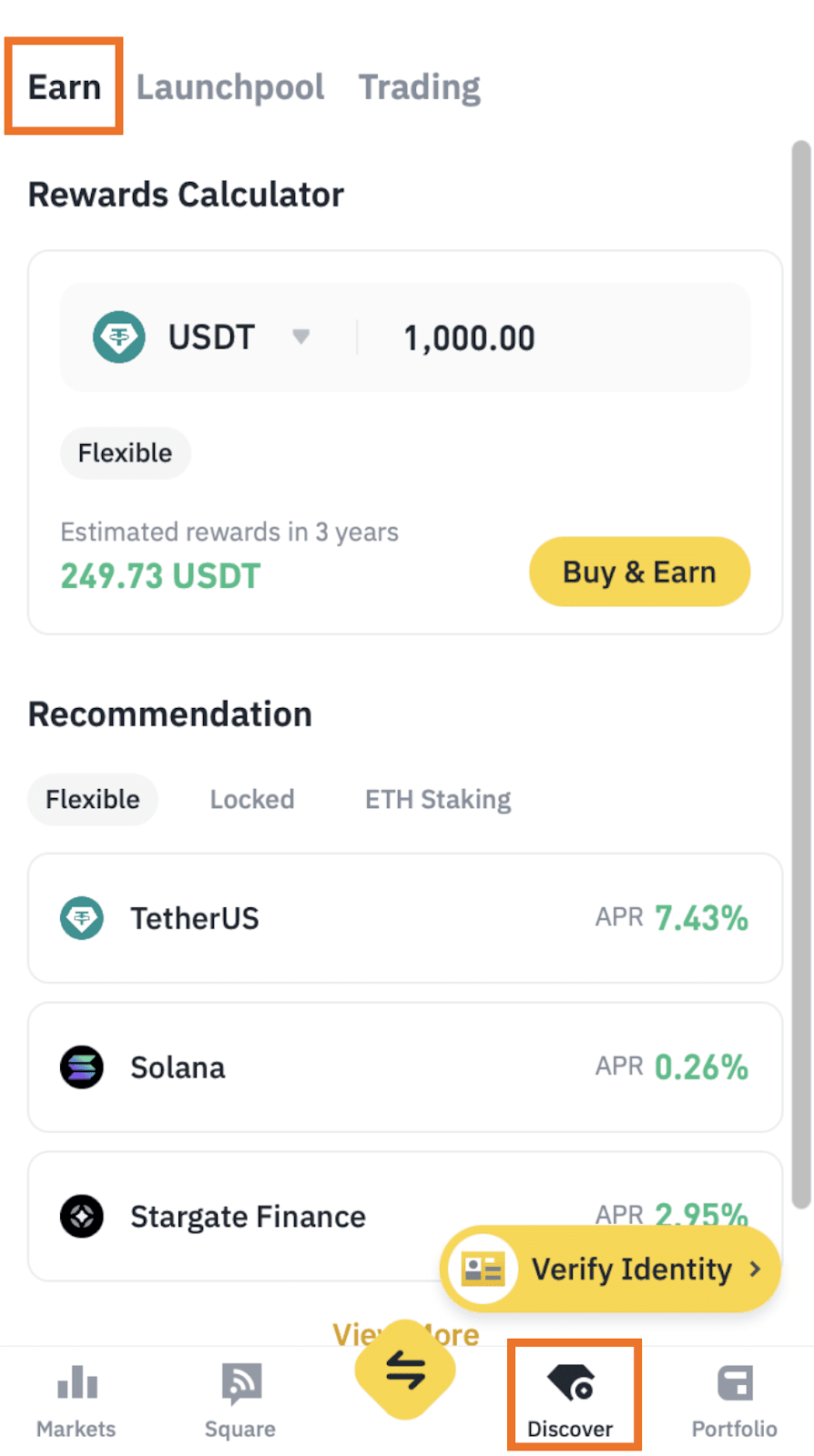 Binance Earning